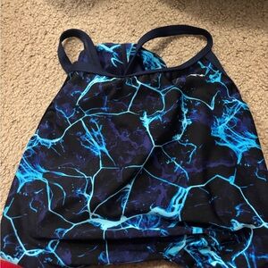 TYR Blue and Black Marble One-Piece Swimsuit